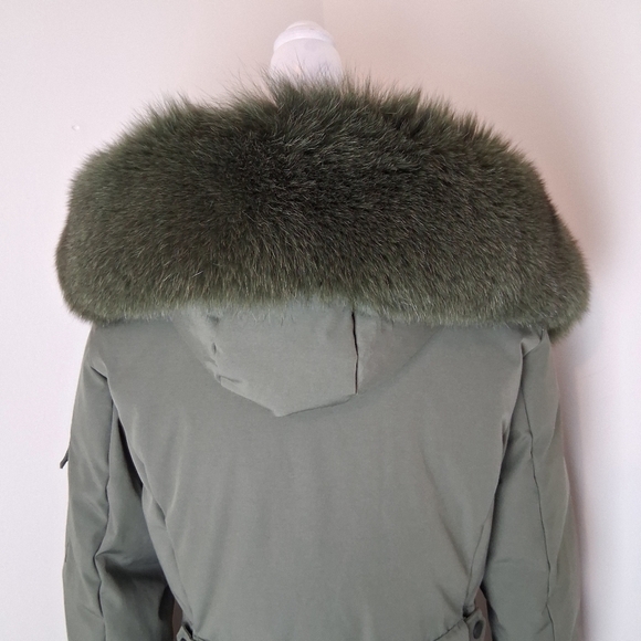 1 MADISON VERA Fox Fur Trimmed Hooded Parka Size Small - Picture 10 of 12